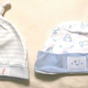 Vintage 2 Blue Print Stripes Caps Beanie Hat